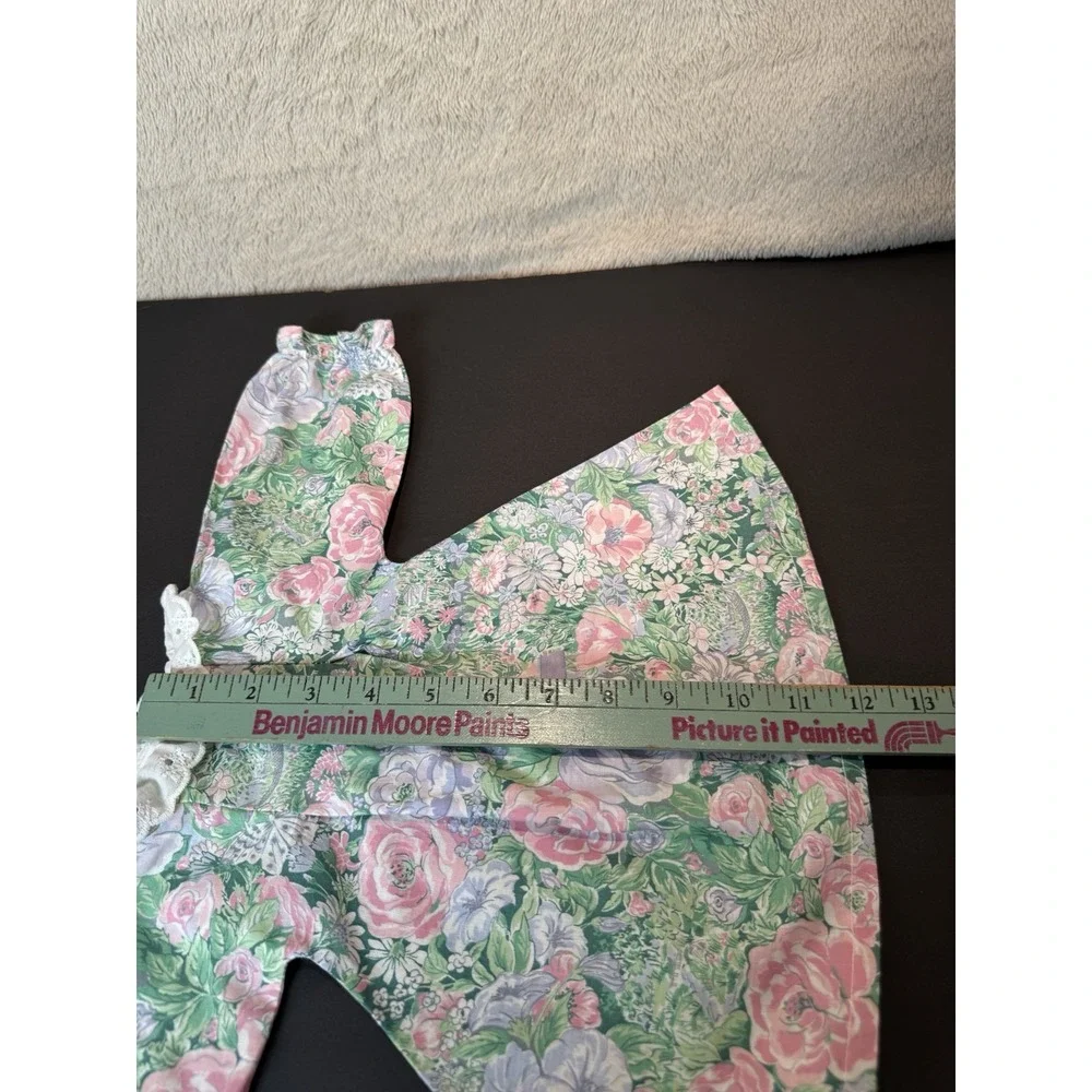 Baby Girl‎ Dress Green Pink Floral Flowers for Small Medium  Baby  Doll Cottage